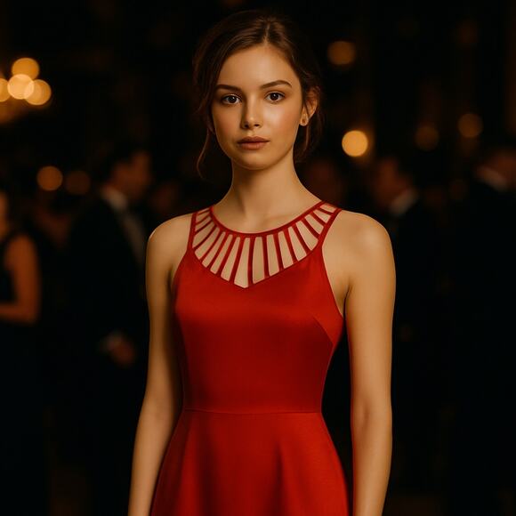 Parker Silk Dress Size Medium Sarah Red Fit & Flare Coquette Party Date Night - Picture 1 of 12